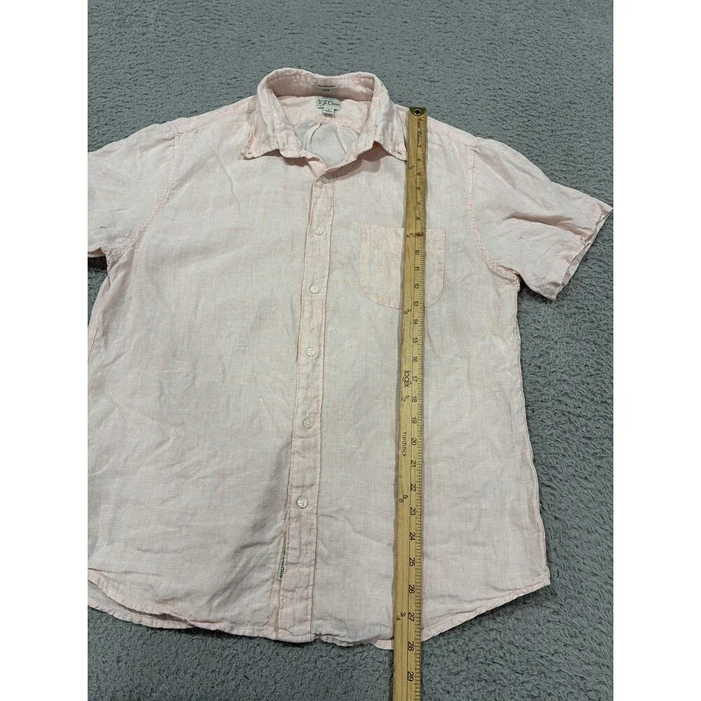 J.Crew Shirt Mens Large Pink Baird McNutt Irish Linen Short Sleeve Button Up